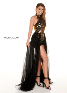 Rachel Allan 40031 dress images in these colors: Violet,Black Gold.