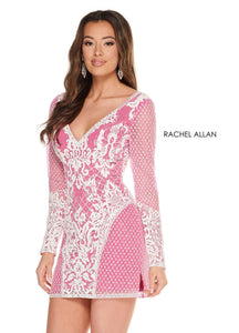 Rachel Allan 40041 dress images in these colors: White Hot Pink,White Yellow.