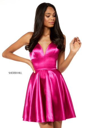 Sherri Hill 52291 dress images in these colors: Fuchsia, Royal, Emerald, Turquoise, Red, Mocha, Black, Navy, Purple, Wine, Teal, Yellow, Light Blue, Lilac, Rose, Gunmetal.