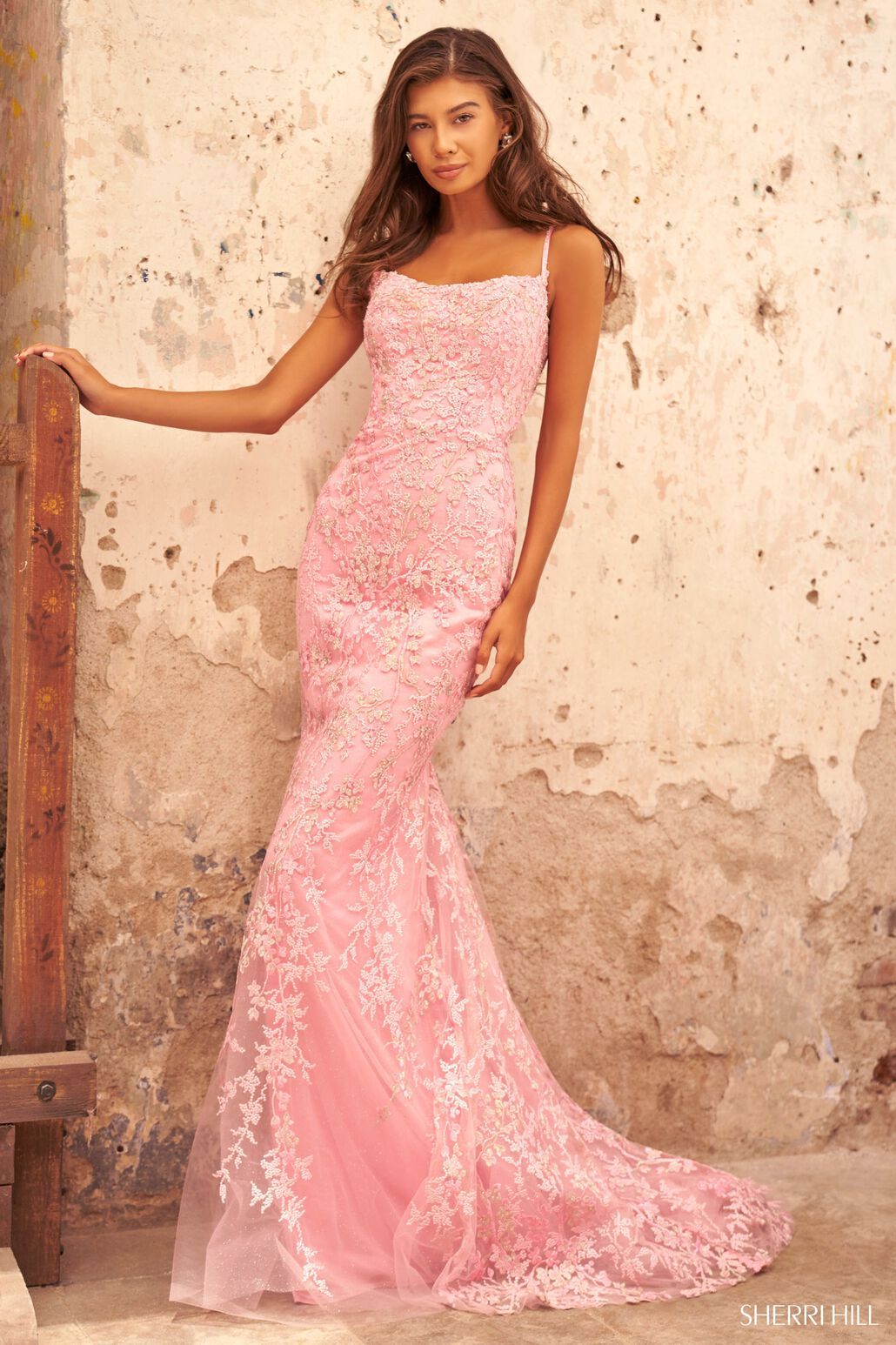 Sherri Hill 54202 candy pink prom dresses image.