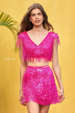 Sherri Hill 54441 dress images in these colors: Bright Blue, Red, Neon Pink, Lilac, Light Blue, Gold.