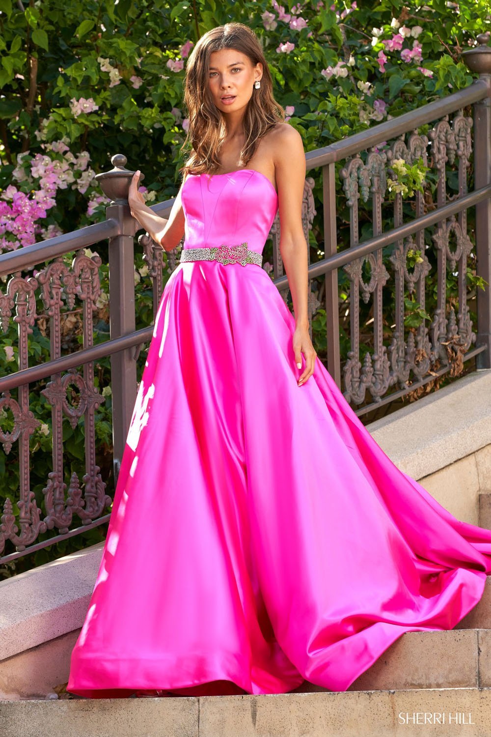 Sherri Hill 54785 dress images in these colors: Candy Pink, Light Blue, Ivory, Black, Blush, Periwinkle.