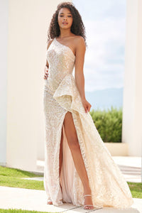 Sherri Hill 54841 ivory nude prom dresses image.