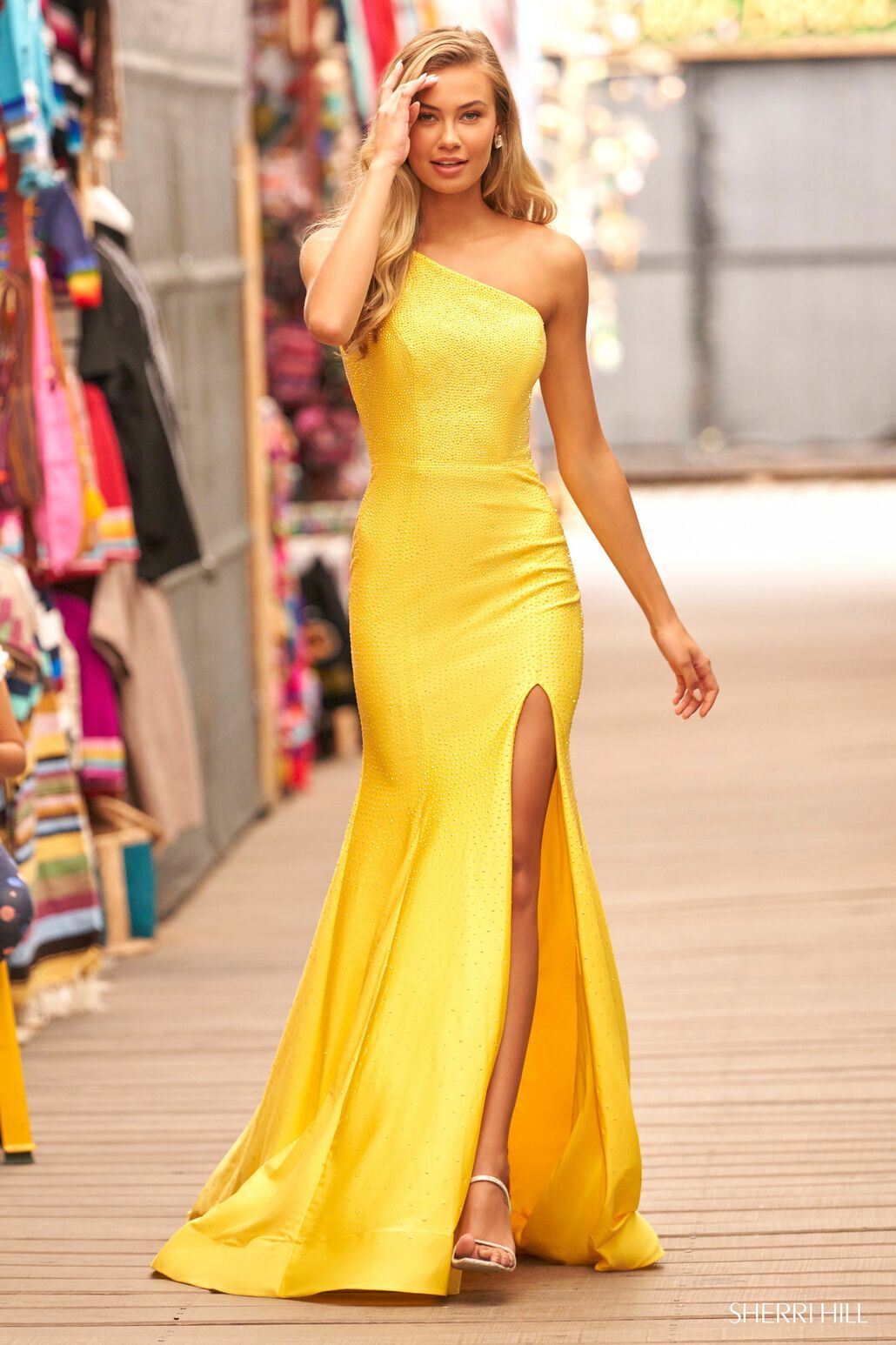Sherri Hill 54853 yellow prom dresses image.