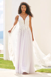 Sherri Hill 54859 ivory lilac prom dresses image.