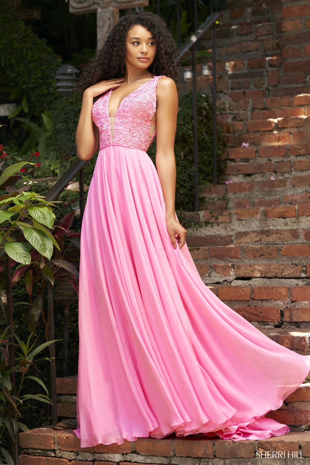 Sherri Hill 54861 bright pink prom dresses image.