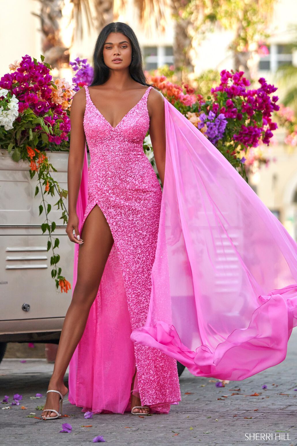 Sherri Hill 54882 candy pink prom dresses image.