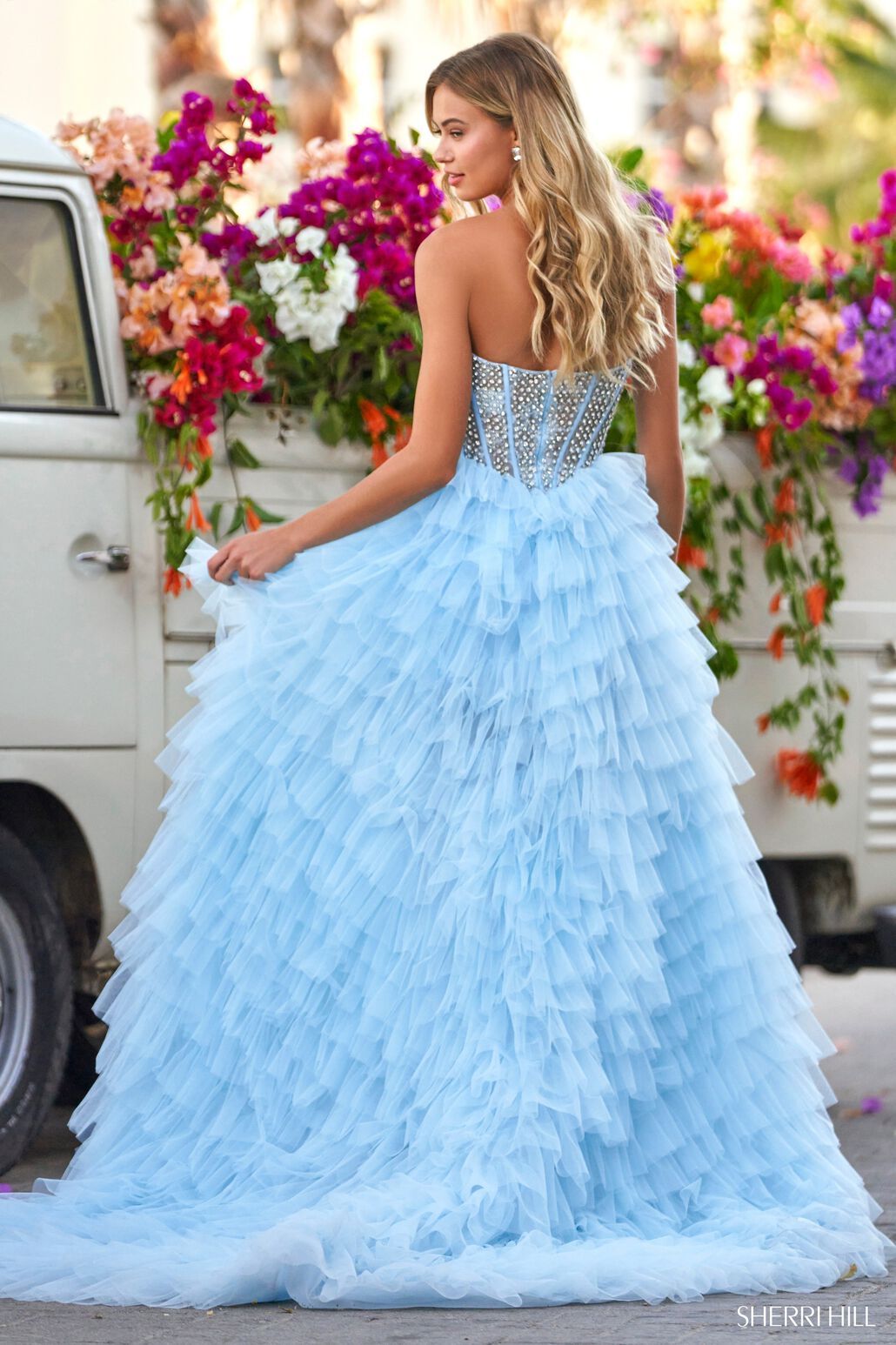 Sherri Hill 54907 light blue prom dresses image.