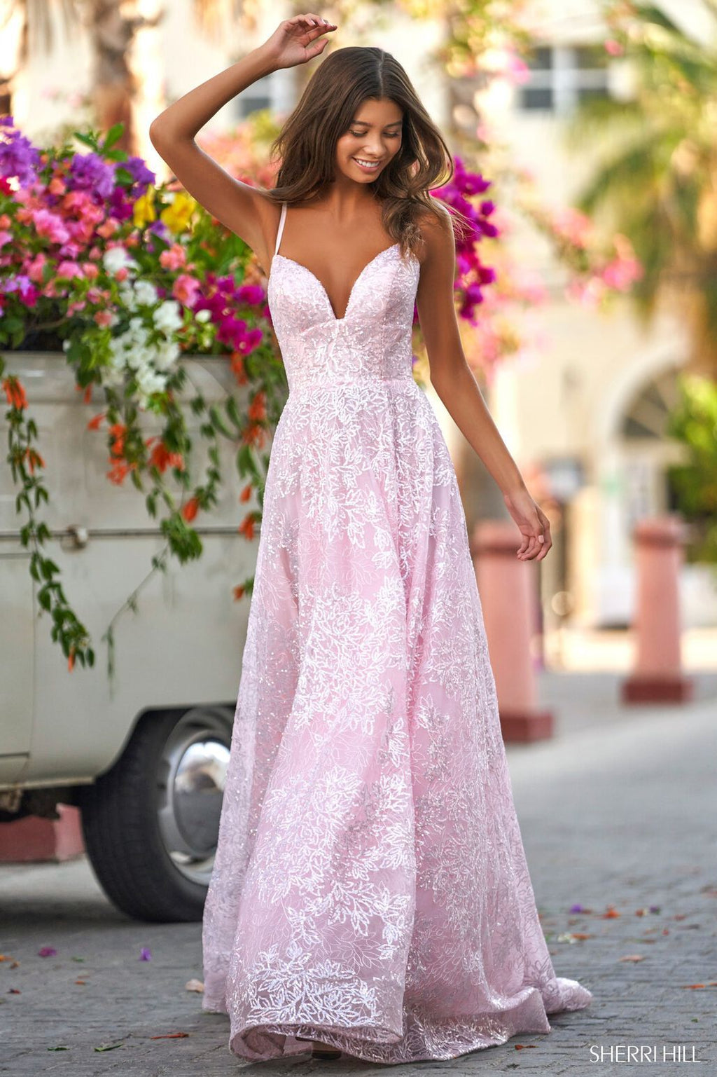 Sherri Hill 54916 blush prom dresses image.
