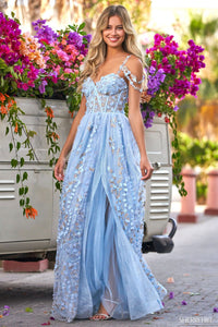 Sherri Hill 54980 light blue gold prom dresses image.