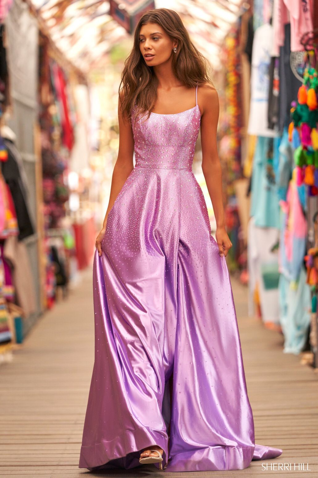 orchid prom dress Mermaid Spaghetti Straps Thigh Split Long Prom dress Orchid Evening Dr SELINADRESS