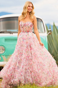 Sherri Hill 55623 prom dress images.  Sherri Hill 55623 is available in these colors: Ivory Print.