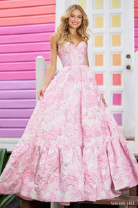 Sherri Hill 56055 prom dress images.  Sherri Hill 56055 is available in these colors: Pink, Lilac, Light Blue, Ivory.