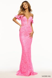 Sherri Hill 56064 prom dress images.  Sherri Hill 56064 is available in these colors: Bright Pink, Red, Black, Royal, Lilac, Navy, Peacock, Yellow, Bright Fuchsia, Ivory, Gunmetal, Emerald.