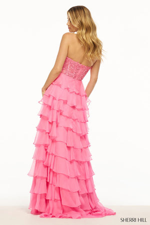 Sherri Hill 56083 prom dress images.  Sherri Hill 56083 is available in these colors: Yellow, Bright Pink, Blush, Ivory, Lilac, Light Blue, Black, Red, Royal.