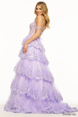 Sherri Hill 56104 prom dress images.  Sherri Hill 56104 is available in these colors: Lilac, Gold, Periwinkle, Silver, Blush, Navy, Light Blue, Red, Ivory, Black, Black Fuchsia, Fuchsia.