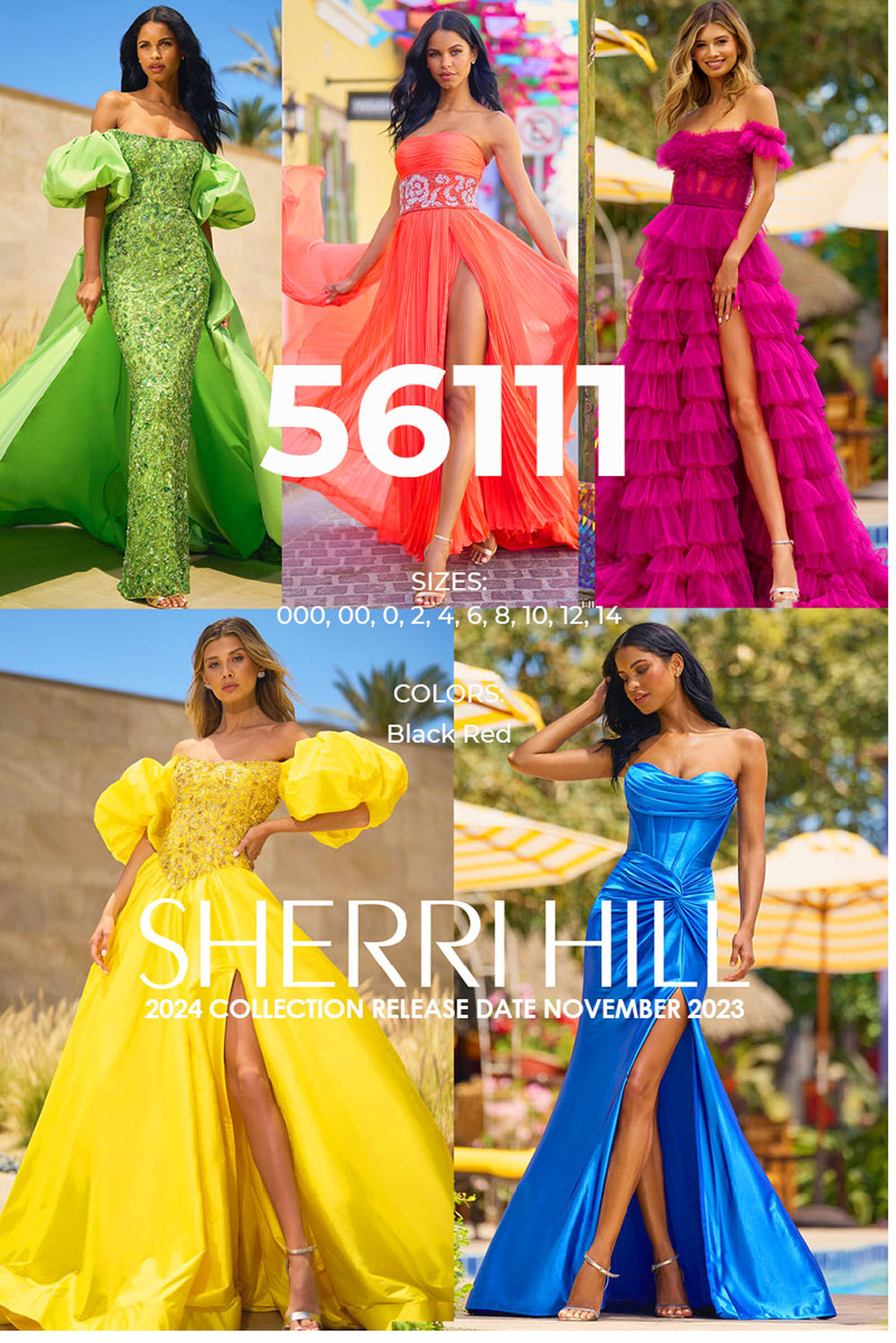 Sherri Hill 56111 prom dress images.  Sherri Hill 56111 is available in these colors: Black Red.