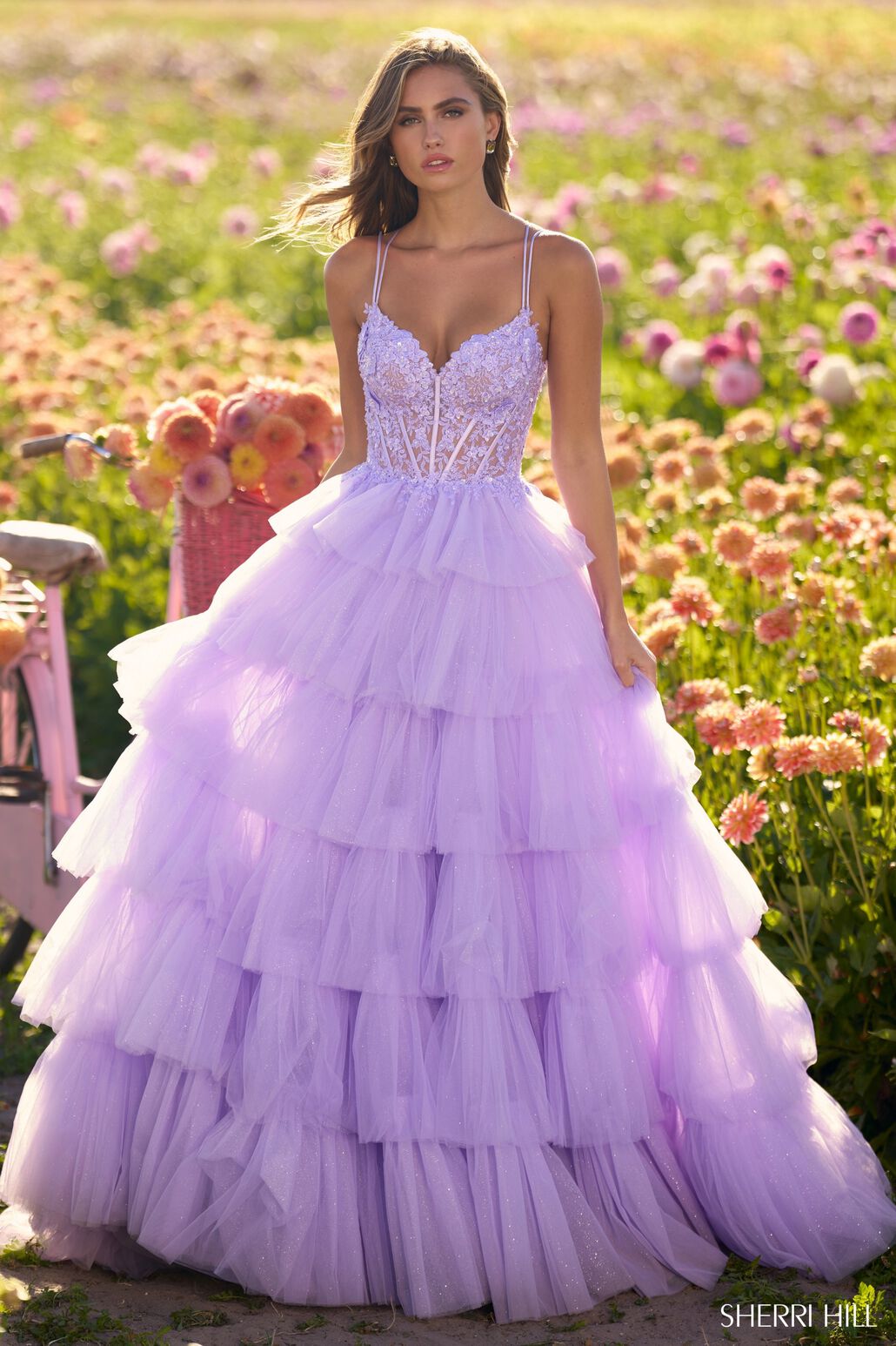 Sherri Hill 56192 prom dress images.  Sherri Hill 56192 is available in these colors: Lilac, Black, Red, Periwinkle, Light Blue, Ivory, Blush.
