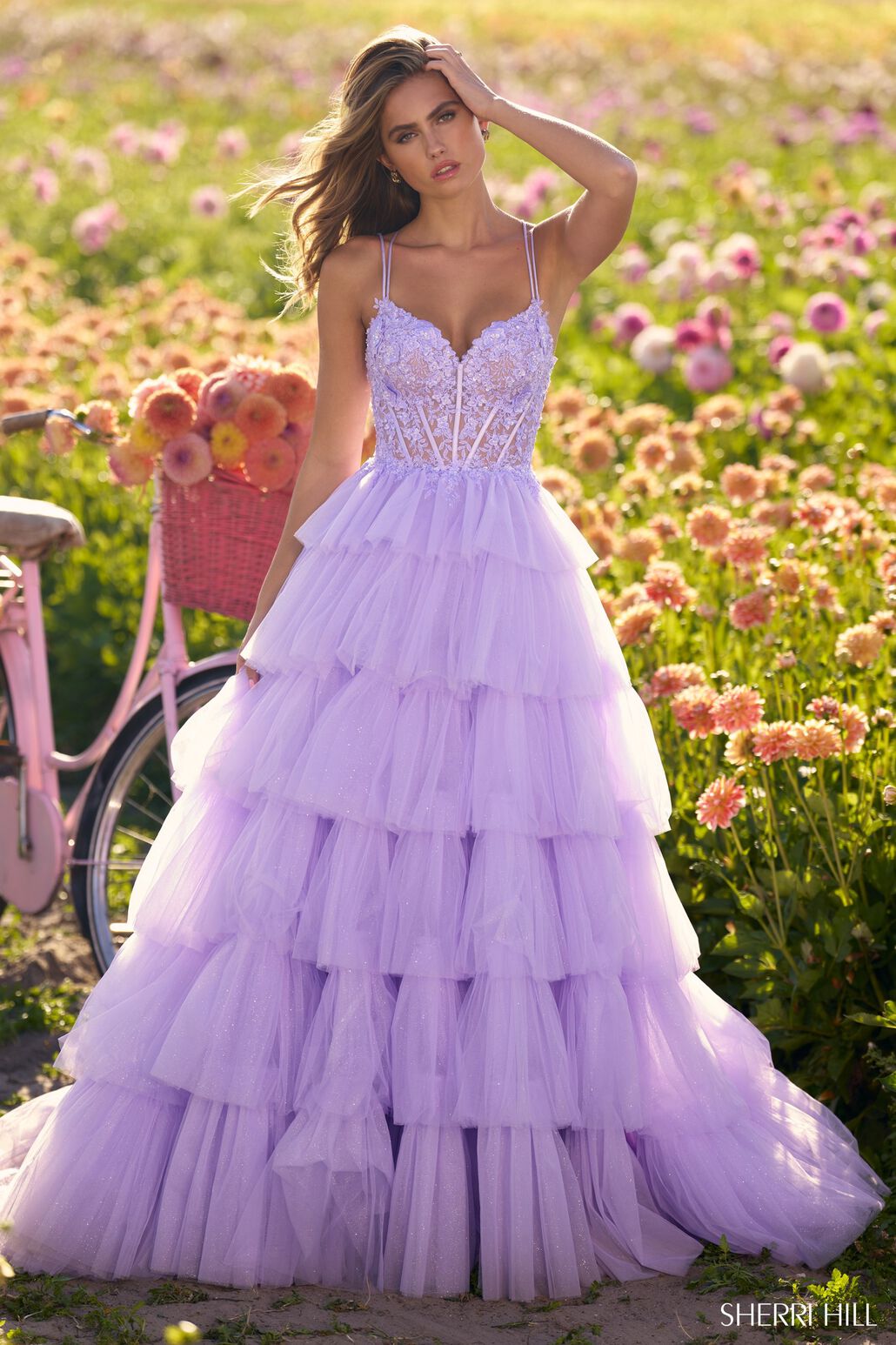 Sherri Hill 56192 prom dress images.  Sherri Hill 56192 is available in these colors: Lilac, Black, Red, Periwinkle, Light Blue, Ivory, Blush.