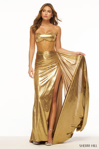 Sherri Hill 56237 prom dress images.  Sherri Hill 56237 is available in these colors: Gold, Silver.