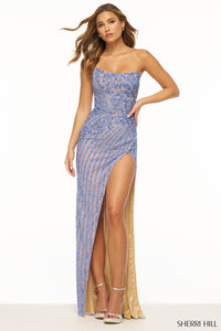 Sherri Hill 56349 prom dress images.  Sherri Hill 56349 is available in these colors: Periwinkle Nude.