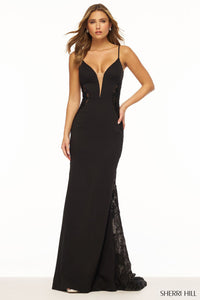 Sherri Hill 56352 prom dress images.  Sherri Hill 56352 is available in these colors: Black. Navy. Red.