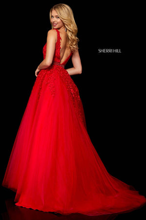 Sherri Hill 11335 dress images in these colors: Ivory Nude, Black Nude, Blush, Light Blue, Red, Gold.