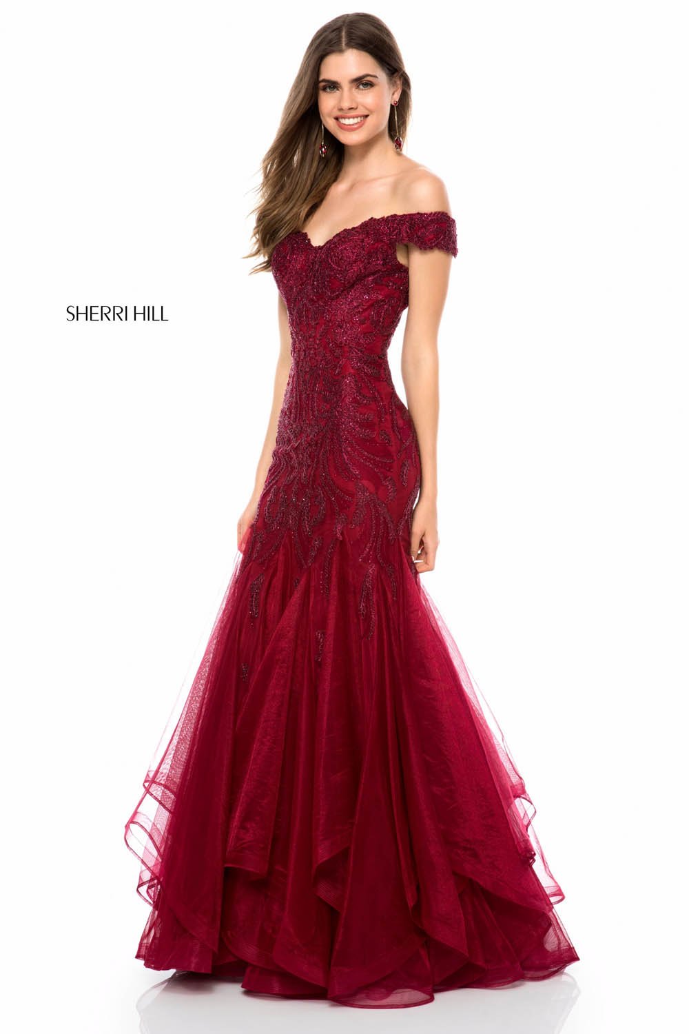 Sherri Hill 51618 dress images in these colors: Gold, Black, Wine, Blush Gold, Gunmetal, Ivory Gold.