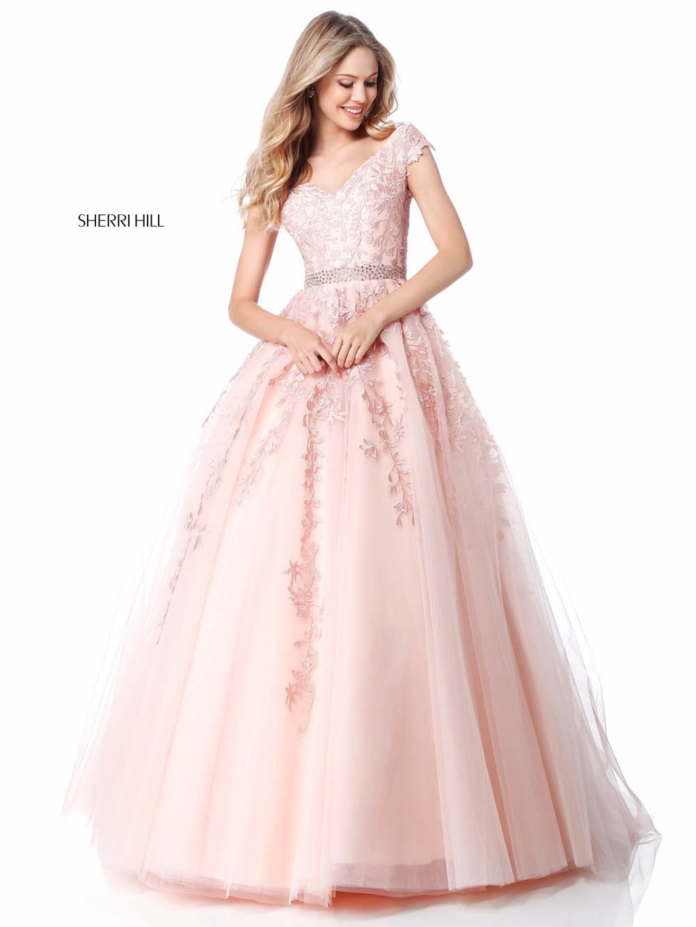 Sherri Hill 51905 dress images in these colors: Blush, Ivory, Red, Black.