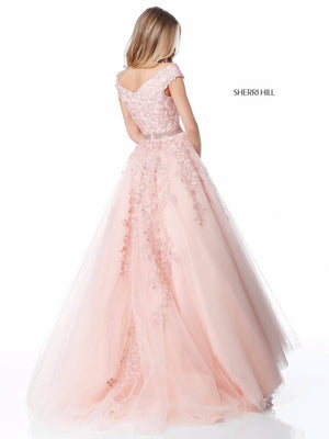 Sherri Hill 51905 dress images in these colors: Blush, Ivory, Red, Black.