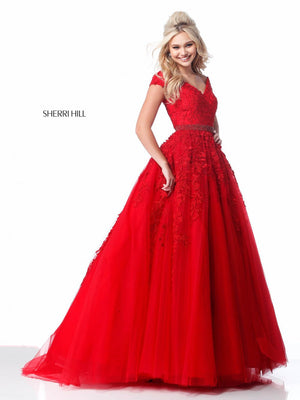 Sherri Hill 51905 dress images in these colors: Blush, Ivory, Red, Black.