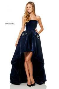 Sherri Hill 52144 dress images in these colors: Black, Navy.