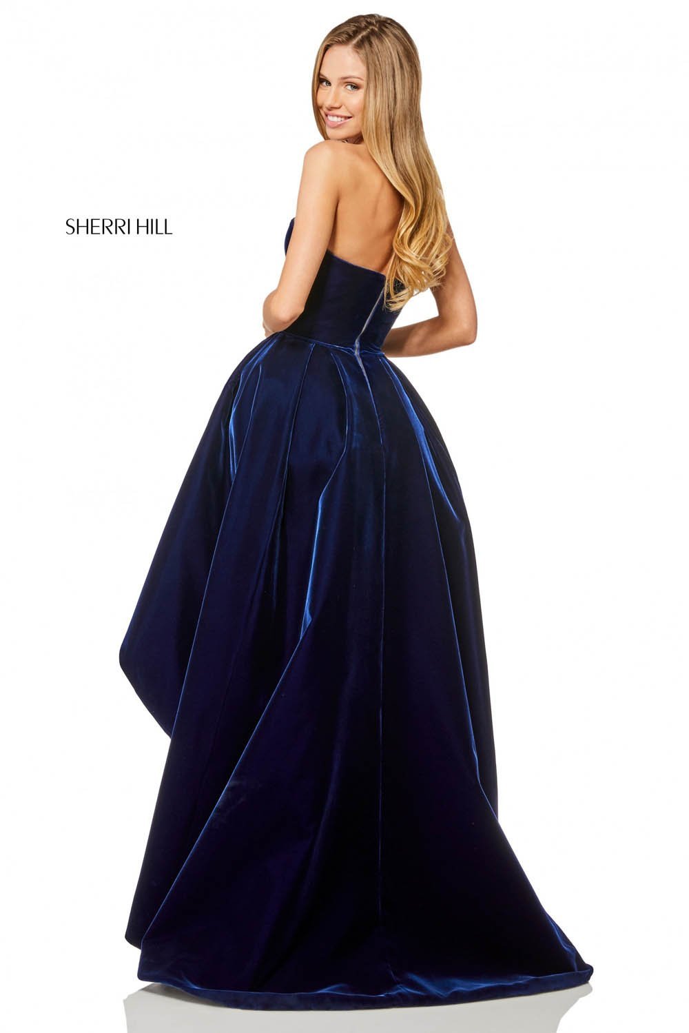 Sherri Hill 52144 dress images in these colors: Black, Navy.