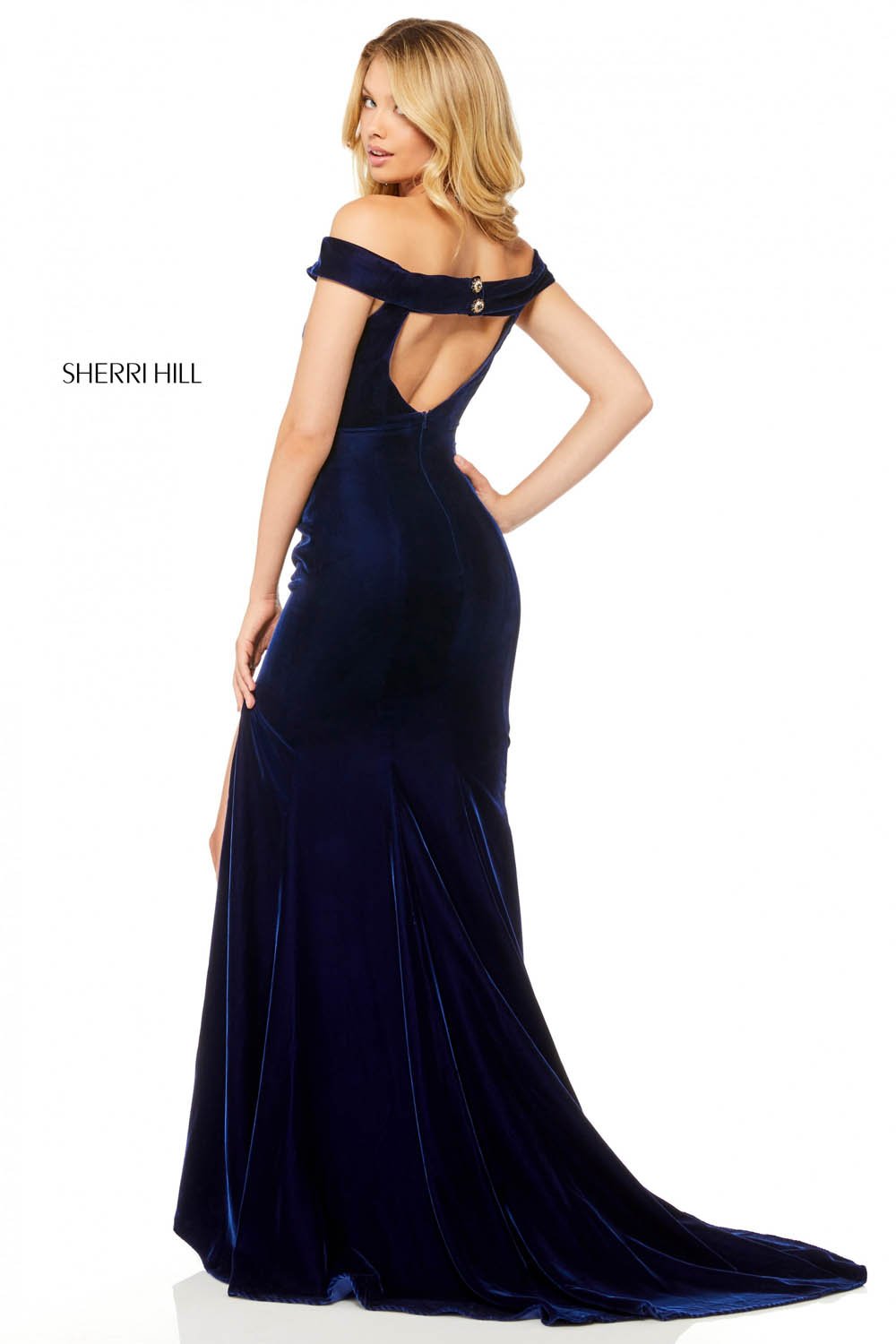 Sherri Hill 52180 dress images in these colors: Black, Navy, Burgundy.