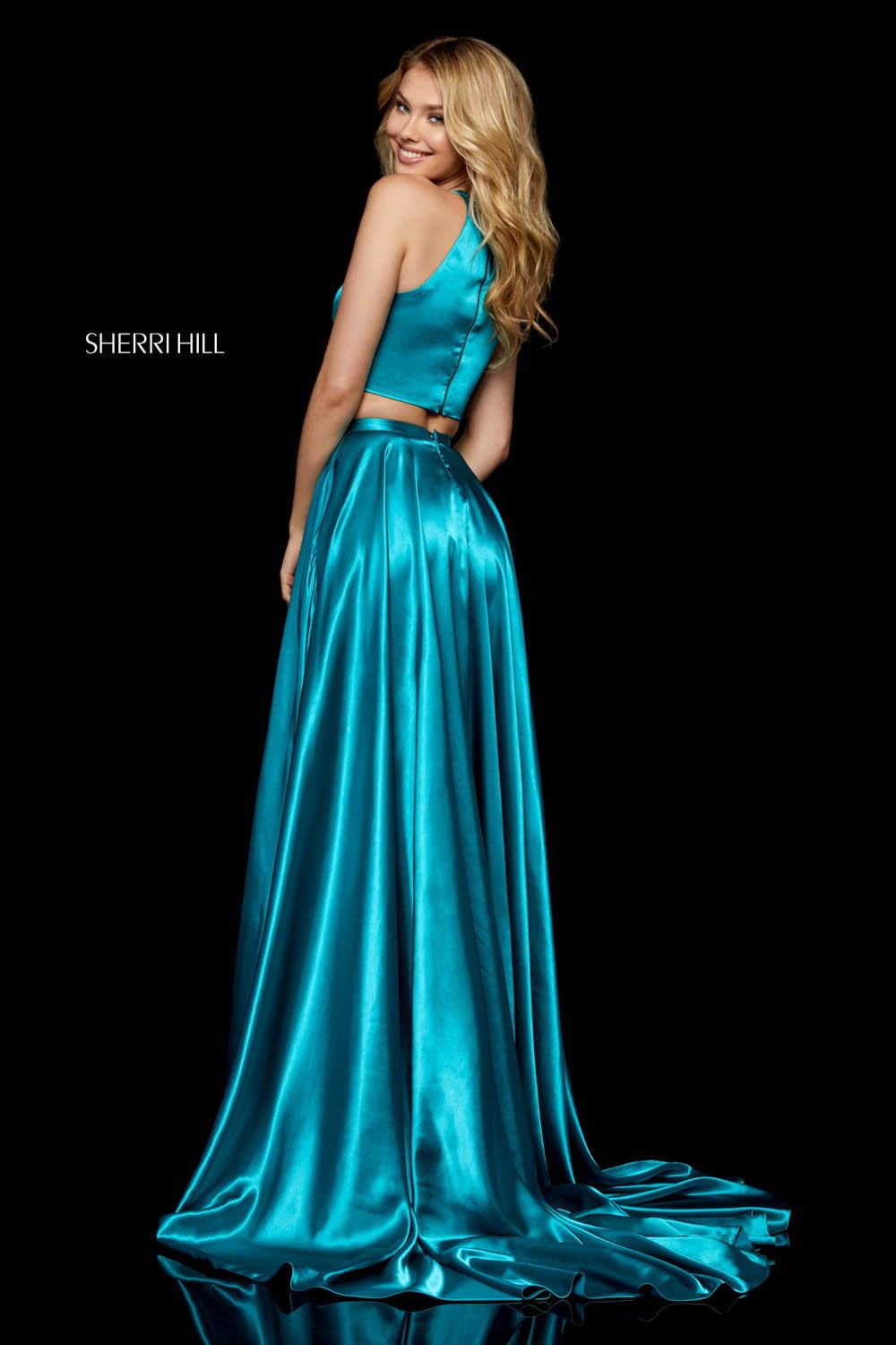 Sherri Hill 52230 dress images in these colors: Lilac, Mocha, Teal, Emerald, Dark Royal, Wine, Black, Red.