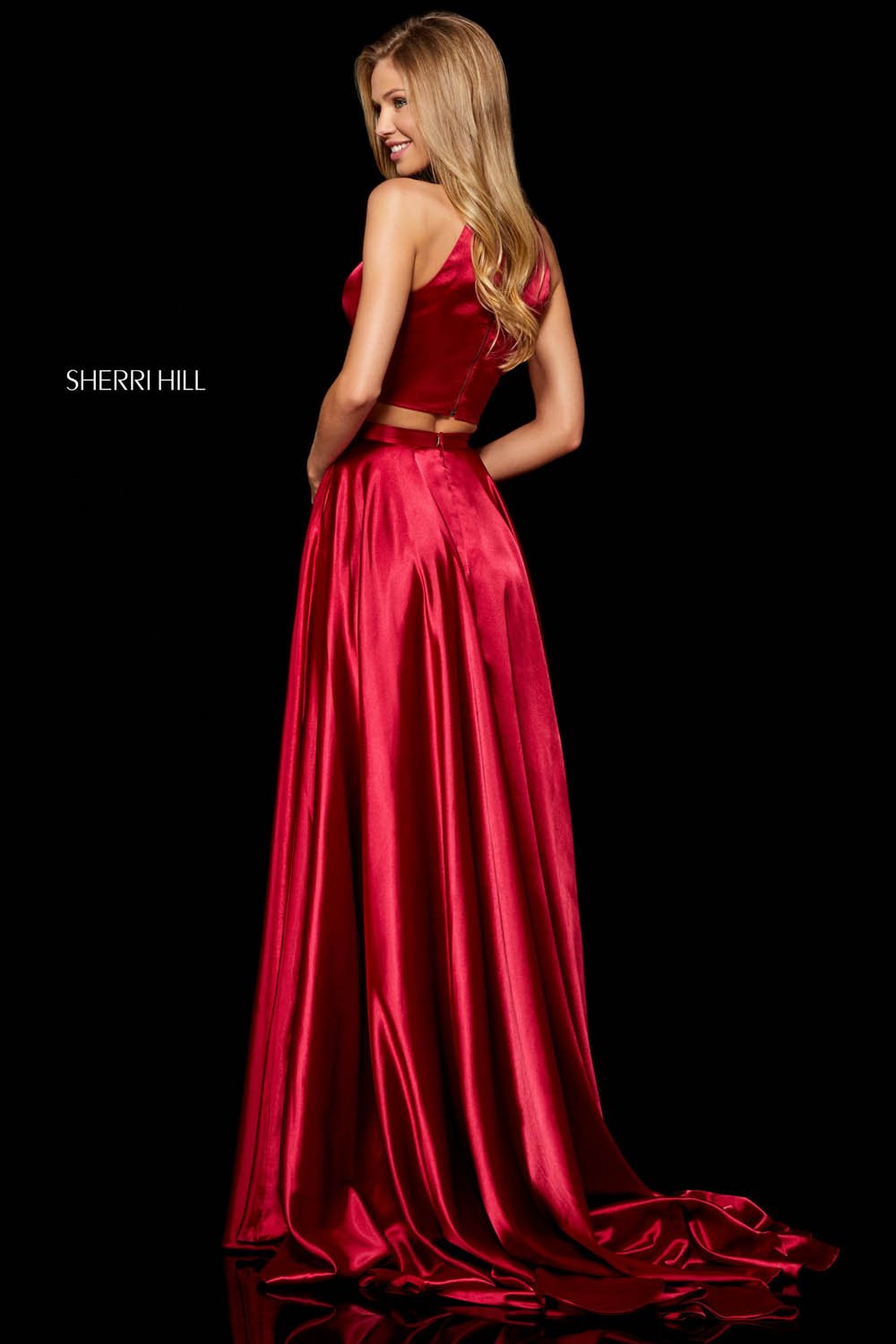 Sherri Hill 52230 dress images in these colors: Lilac, Mocha, Teal, Emerald, Dark Royal, Wine, Black, Red.