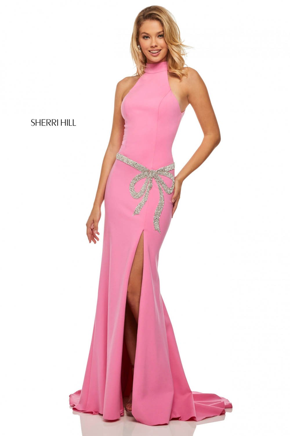 Sherri Hill 52288 dress images in these colors: Ivory Silver, Red Silver, Black Silver, Candy Pink Silver.