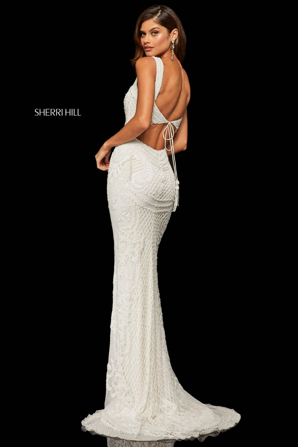 Sherri Hill 52309 dress images in these colors: Ivory, Light Blue, Coral, Black.
