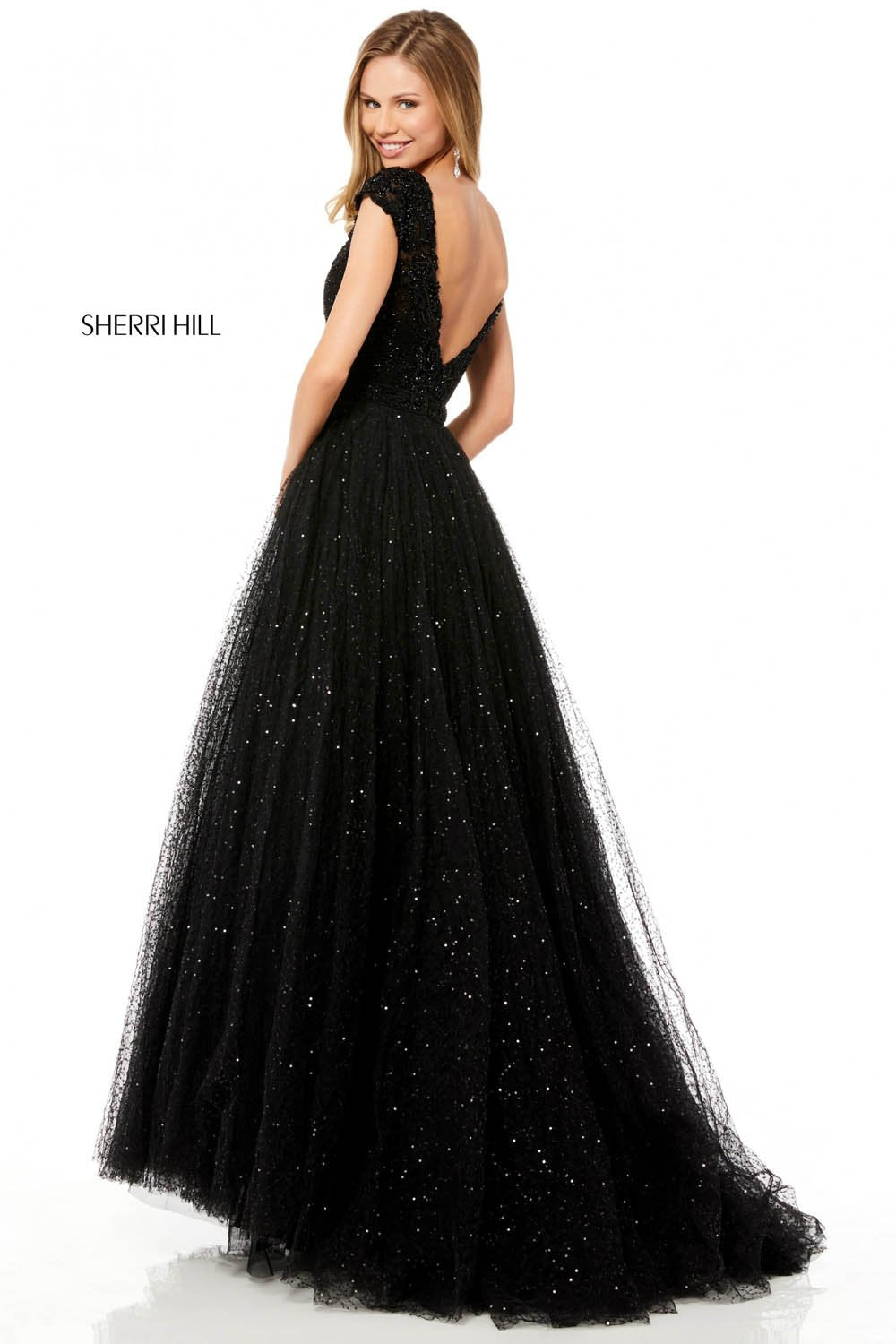 Sherri Hill 52365 dress images in these colors: Black, Ivory.