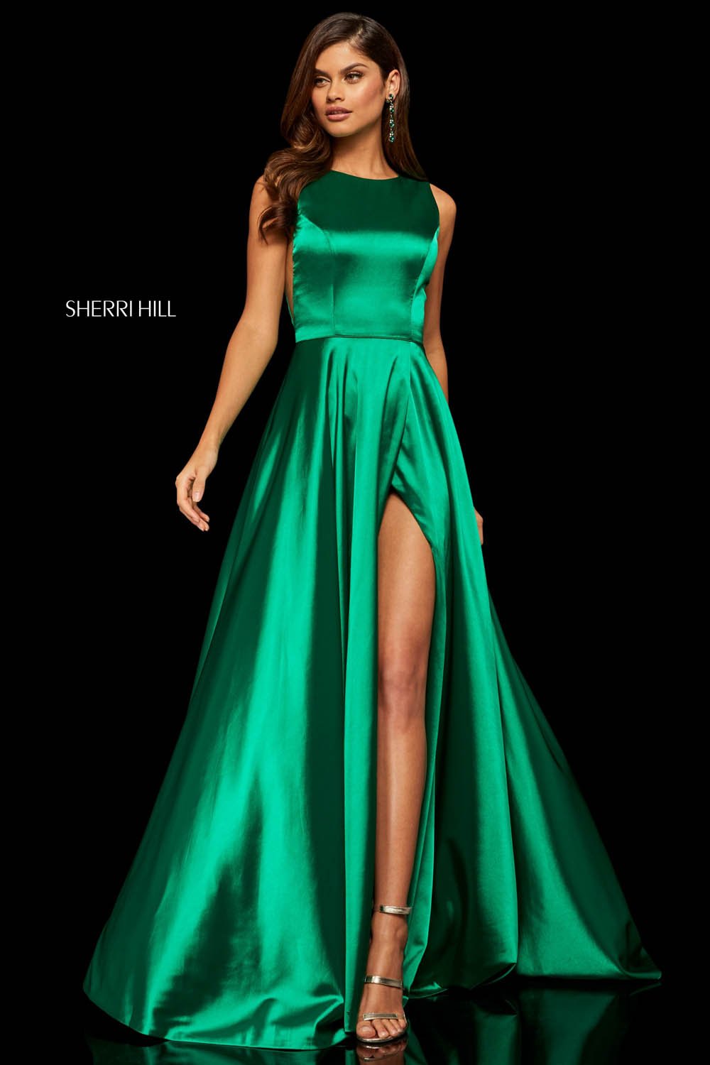 Sherri Hill 52407 dress images in these colors: Emerald, Mocha, Royal, Turquoise, Red, Yellow, Wine.