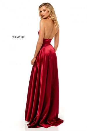 Sherri Hill 52408 dress images in these colors: Yellow, Mocha, Royal, Red, Emerald, Light Blue, Wine, Teal, Black.