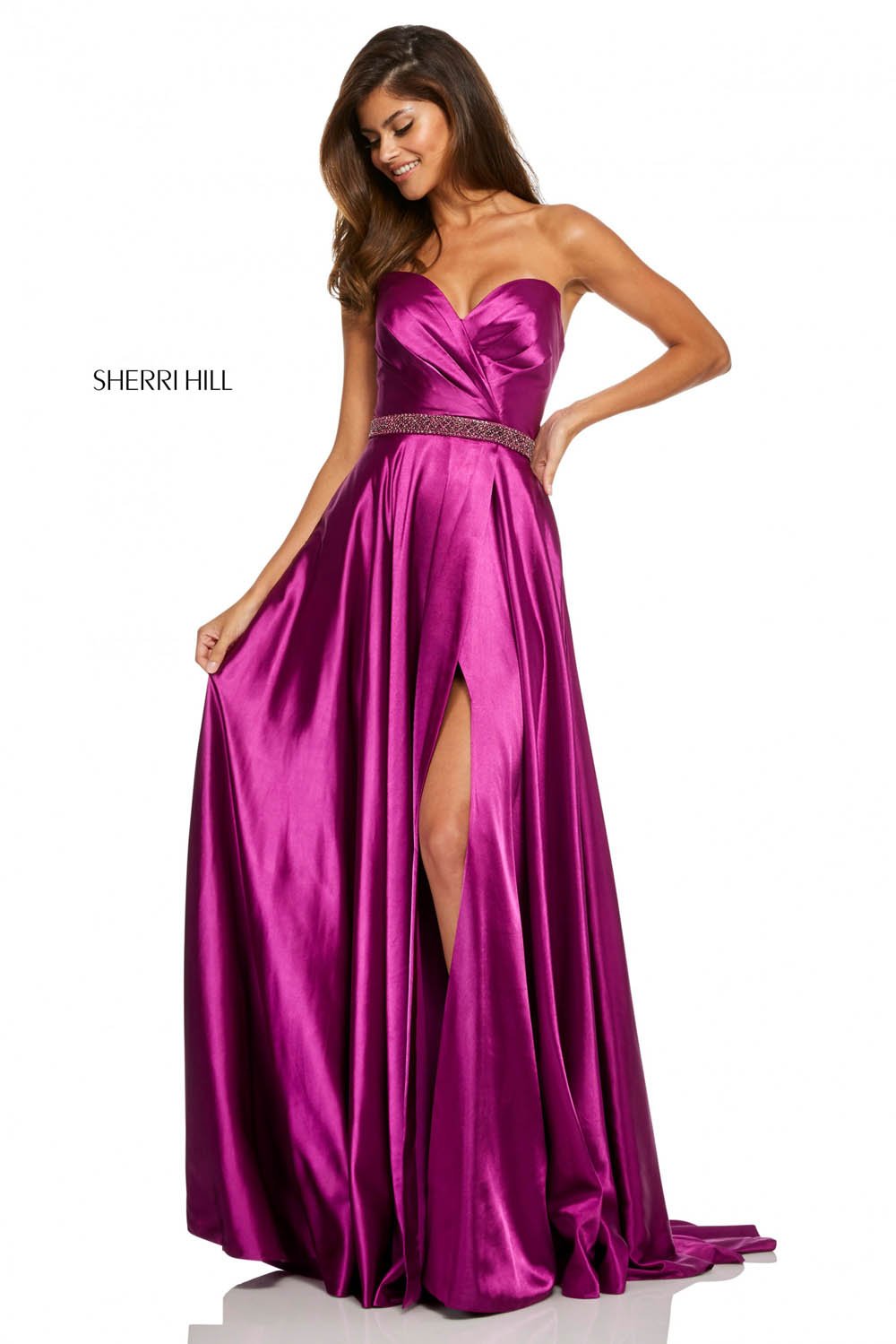 Sherri Hill 52415 dress images in these colors: Red, Teal, Mocha, Yellow, Purple, Plum, Royal, Emerald, Rose.