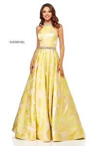 Sherri Hill 52425 dress images in these colors: Yellow Print.