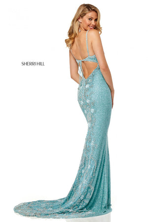 Sherri Hill 52449 dress images in these colors: Light Blue, Ivory.