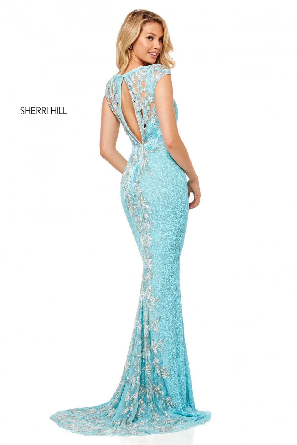 Sherri Hill 52451 dress images in these colors: Ivory Pink, Light Blue, Black Red, Navy Blush.