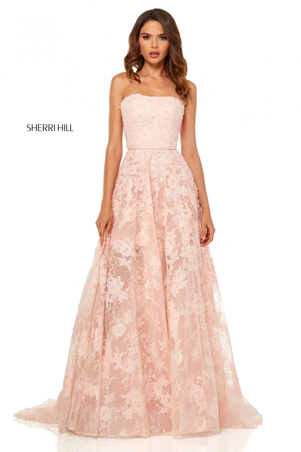 Sherri Hill 52477 dress images in these colors: Ivory, Blush.