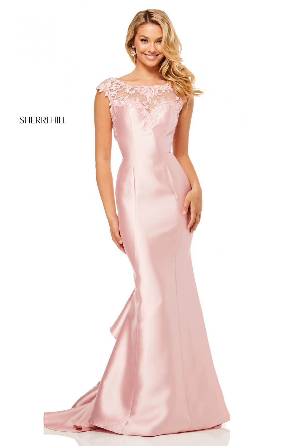 Sherri Hill 52479 dress images in these colors: Light Blue, Blush, Yellow, Ivory.