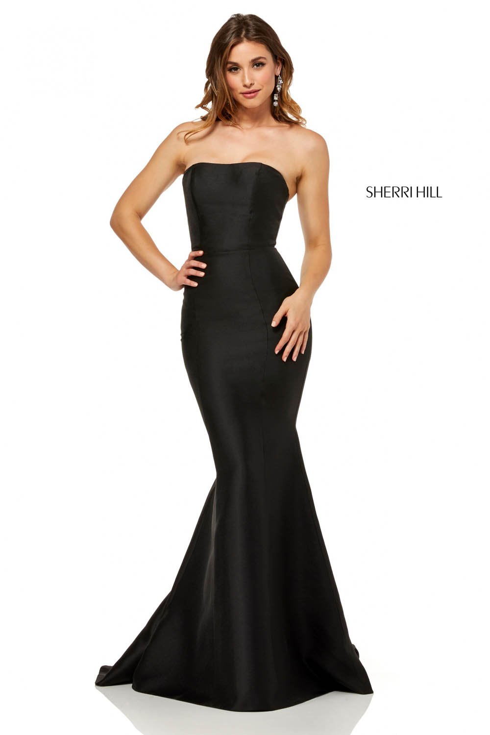 Sherri Hill 52485 dress images in these colors: Red, Black, Light Blue.