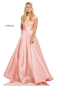 Sherri Hill 52487 dress images in these colors: Blush, Light Blue, Ivory, Navy, Red, Black.
