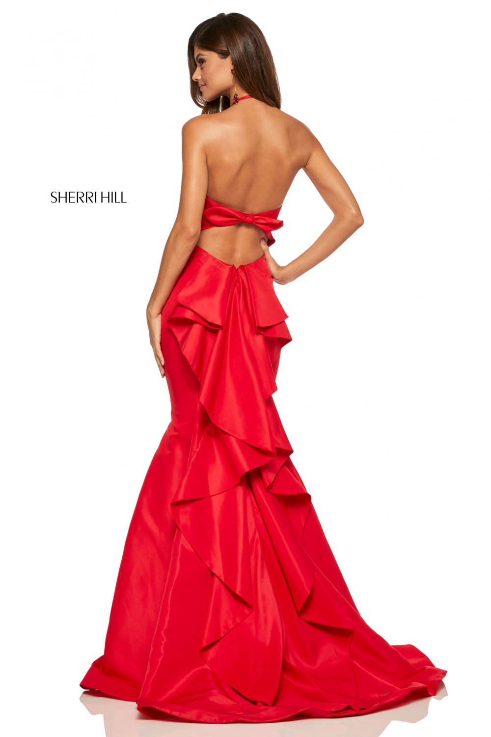 Sherri Hill 52490 dress images in these colors: Red, Royal, Emerald, Light Blue, Black, Yellow.